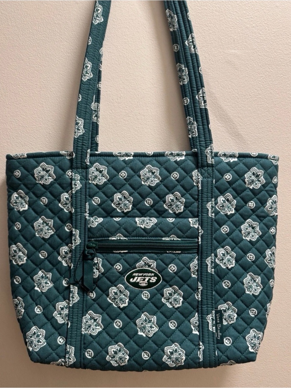 Vera Bradley Teal Quilted Tote with New York Jets Logo